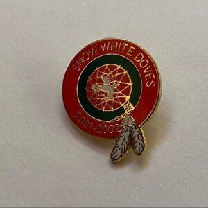 Vintage 2001 Snow White Doves Native Dream Catcher Red Gold Pendant Pin